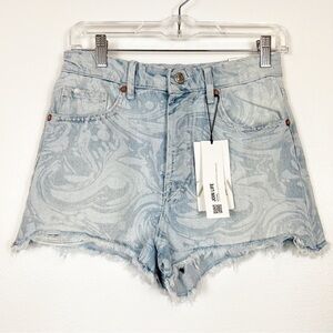 Zara Mid-Rise Button Fly Cutoff Denim Jean Shorts Size 4 NWT